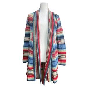 Polo Ralph Lauren Southwestern‎ Open Cardigan Knit Sweater XS Aztec Linen Silk